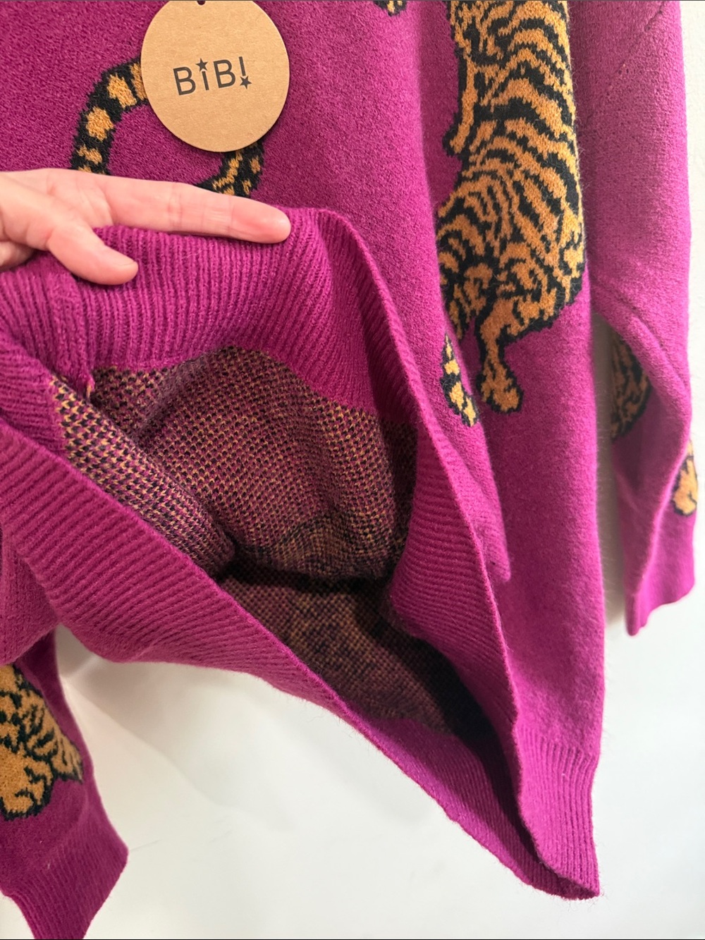 BiBi Fuchsia Crewneck Sweater with Tiger Motif - Picture 6 of 7